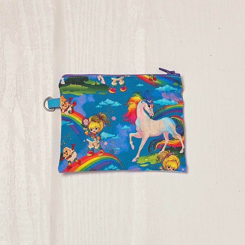 Vintage Rainbow Brite Zipper Pouch: Handmade Cotton Coin Purse